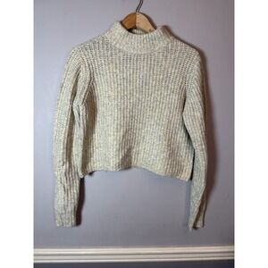 Garage Womens‎ tan Cropped mock Turtleneck Sweater Size Small